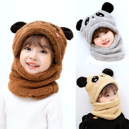 Attached. Kids Wool Cap Cartoon Panda Baby